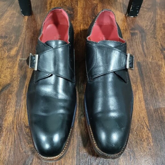 Moretti Black Label Leather Monk Strap Loafer Dress Shoes Men's Size 12 - Picture 2 of 12